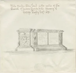 Igreja do Sandon - Túmulo de George Digby: desenho de sepia wash, nd [?18 cent] (desenho)