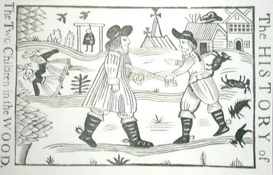 A História das Duas Crianças na Madeira, a partir de uma colecção de livros de capítulos sobre a esoterica, c14th-c17th (xilogravura)
