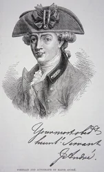 O retrato e o autógrafo do Major John Andre (litho)