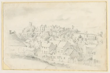 Tutbury - Cidade, Igreja e Castelo: desenho a lápis, sd [ 19º cent] (desenho)
