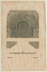 Tutbury Priory Church - West Doorway: xilogravura, sd [ Início do século 19] (impressão)