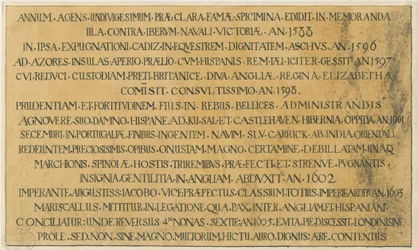 Wolverhampton - Epitáfio latino do Almirante Richard Leveson na Igreja de São Pedro: caneta e desenho a tinta, nd [?19 cent] (desenho)