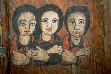 Detalhe da pintura de parede (fresco)