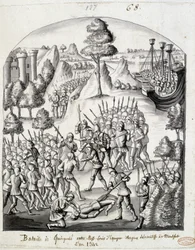 Batalha de Quimperlé entre Messire Louis de Espanha e o povo da Condessa de Montfort