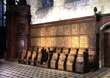 Cabinas de coro do séc. XIV, com painéis do séc. XVI (madeira)