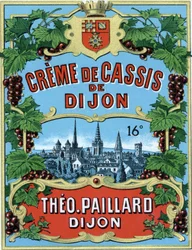 Etiqueta de creme de groselha preta Dijon.
