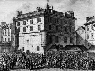 Revolução Francesa: O povo da guarda francesa da prisão da Abadia de Saint Germain des Pres em Paris, em 30 de junho