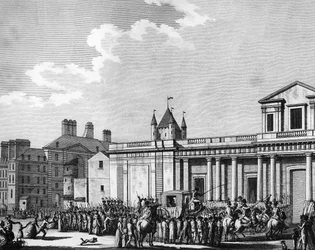Revolução Francesa: Transferência da família real (Luís XVI, Maria Antonieta, o golfinho Luís Carlos de França ou Luís XVII e Maria Teresa conhecida como "Madame Royale") para a prisão do Templo em Paris no dia 13 de Agosto