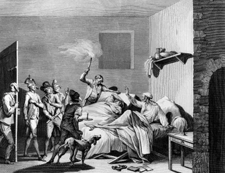 Revolução francesa e movimento anti-revolucionário: Loiserolles foi salvo pelo seu pai que tomou o seu lugar na corte revolucionária a 26 de Julho de 1794 e perit por ele. Paris, Biblioteca do Instituto de História da Revolução