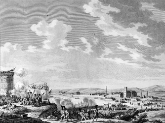 Revolução francesa e movimentos anti-revolucionários: Vitória conquistada pelos franceses em Quiberon a 21 de Julho de 1795 contra os realistas e o exército da Grã-Bretanha. Paris, Biblioteca do Instituto de História da Revolução