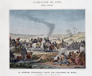 O General Bonaparte visita as fontes de Moisés - em "Victoires et Conquêtes des Armees Francaises", Paris, n.d (gravura)