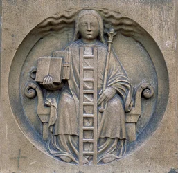 Arte gótica: alegoria da alquimia. Cathedrale Notre Dame (Notre-Dame) em Paris