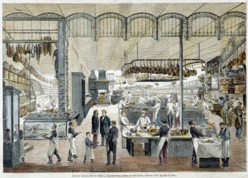 Grandes restaurantes em Paris: as novas cozinhas do Café Riche, fundado em 1785, ampliado em 1865.