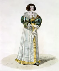 Louise de La Fayette aka Madame de Lafayette (gravura a cores)