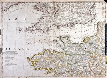 Mapa da Região da Basse-Normandie em França (litho)