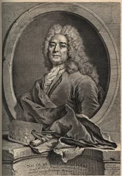 Retrato de Nicolas de Largillierre (Largillier) (1656-1746) Pintor francês gravado por Dupuis após a pintura de Gueuslain