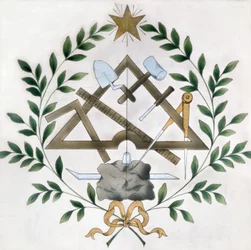 Representação dos vários emblemas maçónicos