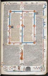 Royal 10 E. IV, f.145 Uma cena de baixo-de-página de um homem visitando um padeiro, dos 