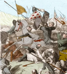 The Battle of Hattin, 4 de Julho de 1187 (cor litho)