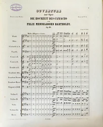 Partitura de «Die Hochzeit des Camacho», de Felix Mendelssohn