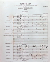 Música de abertura de "Manfred" (opus 115) do compositor alemão Robert Schumann (impresso)