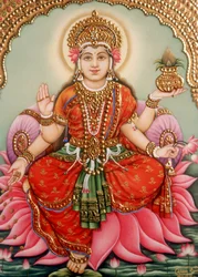 Deusa Lakshmi Laxmi Pintura em miniatura sobre marfim