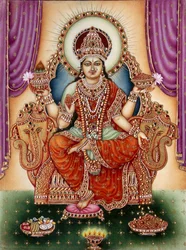 Pintura em miniatura da Deusa Lakshmi sobre marfim