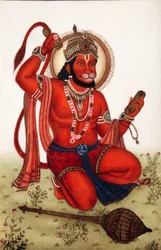 Senhor Hanuman Pintura em miniatura sobre marfim
