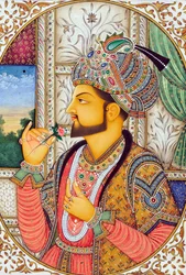 Pintura em miniatura do imperador Mughul Shah Jahan Índia Ásia