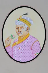 Pintura em miniatura do Imperador Mughal Akbar