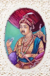 Pintura em miniatura do Imperador Mughal Akbar