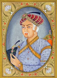 Pintura em miniatura do Imperador Mughul Akbar