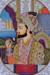 Pintura em miniatura do Imperador Mughul Shah Jahan Índia Ásia
