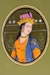 Pintura em miniatura da Rainha Noorjahan Índia Ásia