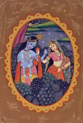 Pintura em miniatura de Radha Krishna