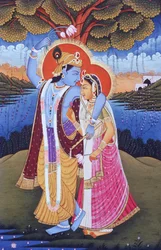 Pintura em miniatura de Radha Krishna, Índia