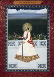 Pintura de Sawai Jai Singh Ex-governante, Jaipur, Fundador (1700-1743), Rajastão, Índia