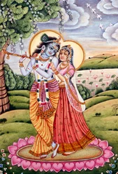 Pintura em miniatura de Radha Krishna, Índia