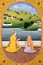 Calendário anual Imagem e pintura para um mês hindu Kartik, Índia