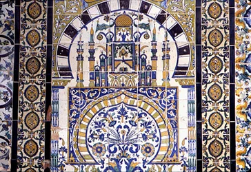 Tunísia em Kairouan: decoração do Mosquee