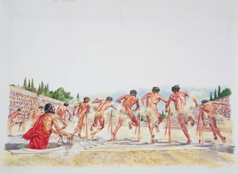 Antiga Atenas - reconstrução do Estádio (cor litho)