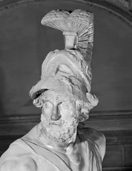 Menelaus de apoio ao corpo de Patroclus, cópia de um original grego (mármore)