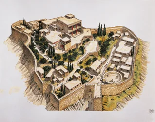 Reconstrução de Micenas antigas (cor litho)