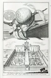 Vila do Marquês Spolverini de Verona, de "Villas, Jardins e Paisagens em Veneza" de A. Volkamer (gravura)