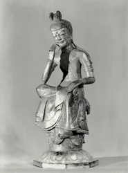 Bodhisattva sentado em postura meditativa, c.645-794 (bronze dourado) (foto p - b)