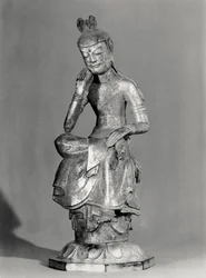 Bodhisattva sentado em postura meditativa, c.645-794 (bronze dourado) (foto p - b)
