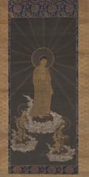 Descendência de Amida, ou Raigo, Muromachi Período c.1333-1568 (tinta sobre tecido)