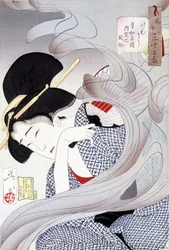 Mulher japonesa, impressão japonesa. sd.