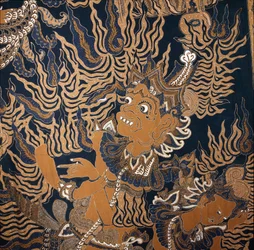 batik javanês com um monstro