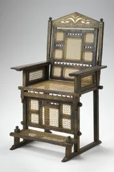 Cadeira, trono (madeira, marfim e fibra de algodão)